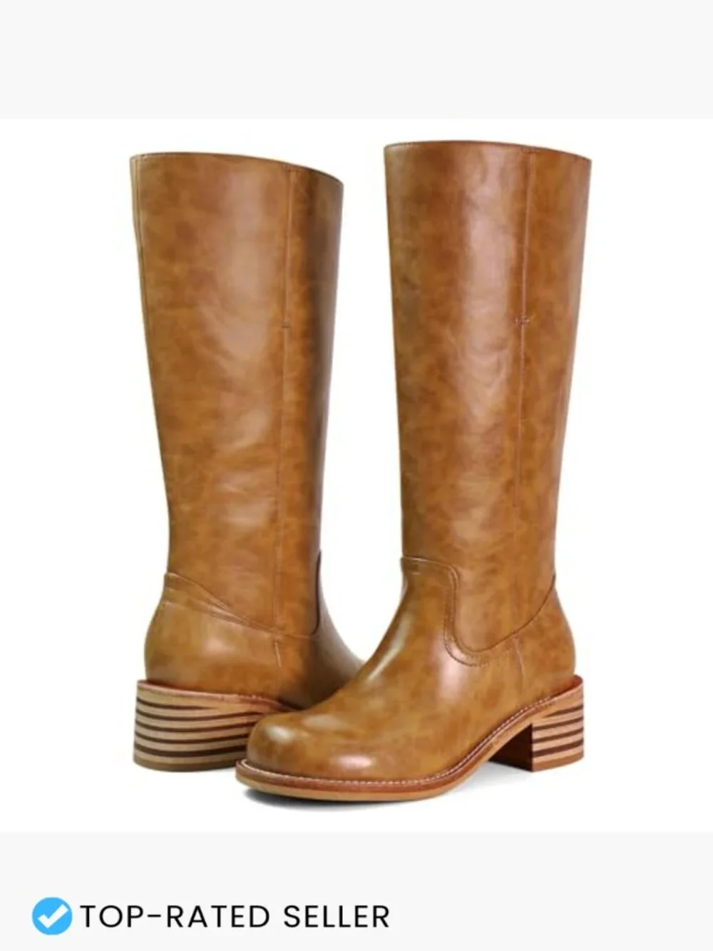 Women's Knee High Boots Square Toe Chunky Block Heel Comfortable Pull On